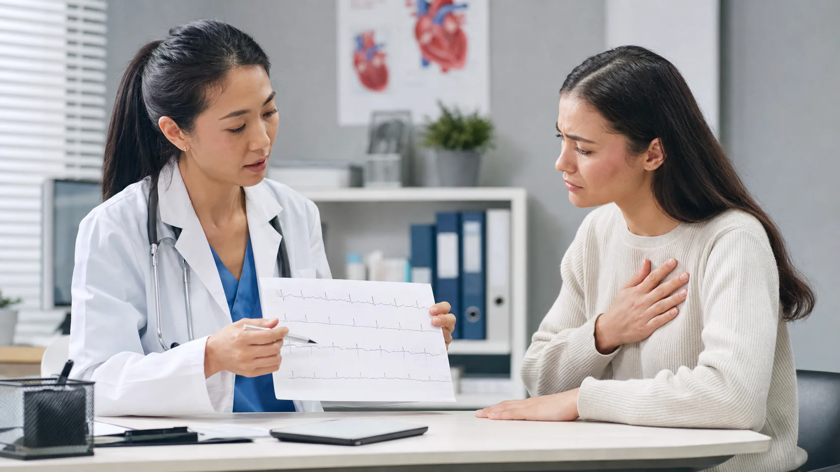 Person experiencing chest pain during a panic attack consulting a psychiatrist in Chandigarh